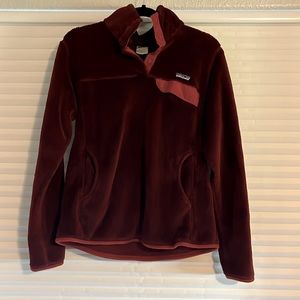 Patagonia red burnt orange pullover snap T re-tool size ladies large